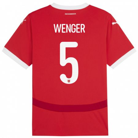 Kandiny Gyermek Ausztria Claudia Wenger #5 Piros Hazai Jersey 24-26 Mez Póló Ing
