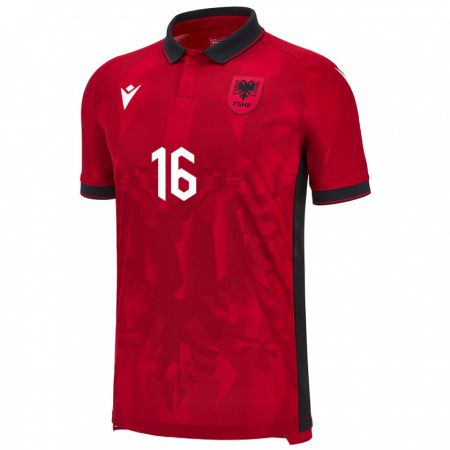 Kandiny Gyermek Albania Dean Vranici #16 Piros Hazai Jersey 24-26 Mez Póló Ing