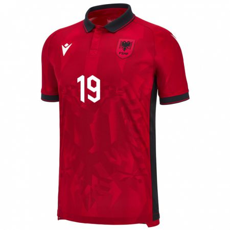 Kandiny Gyermek Albania Matilda Gjergji #19 Piros Hazai Jersey 24-26 Mez Póló Ing