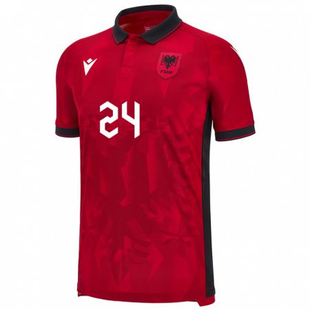 Kandiny Gyermek Albania Marash Kumbulla #24 Piros Hazai Jersey 24-26 Mez Póló Ing