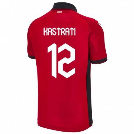 Kandiny Gyermek Albania Elhan Kastrati #12 Piros Hazai Jersey 24-26 Mez Póló Ing