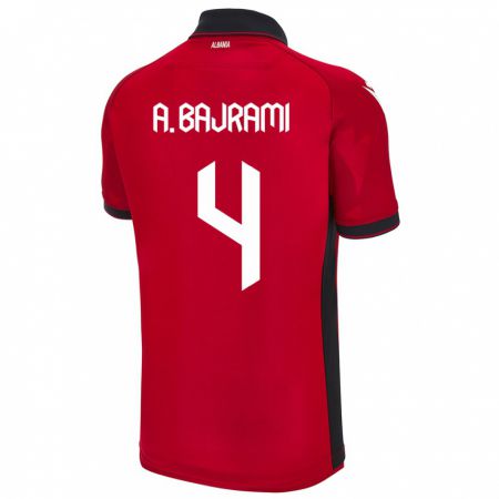 Kandiny Gyermek Albania Adrian Bajrami #4 Piros Hazai Jersey 24-26 Mez Póló Ing
