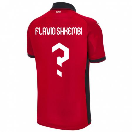 Kandiny Gyermek Albania Flavio Shkembi #0 Piros Hazai Jersey 24-26 Mez Póló Ing