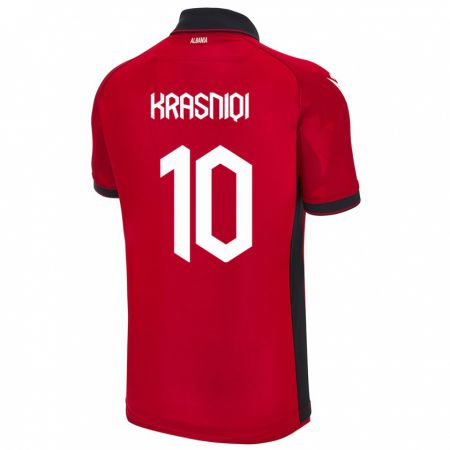 Kandiny Gyermek Albania Qëndresa Krasniqi #10 Piros Hazai Jersey 24-26 Mez Póló Ing