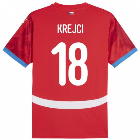 Kandiny Gyermek Csehország Ladislav Krejci #18 Piros Hazai Jersey 24-26 Mez Póló Ing