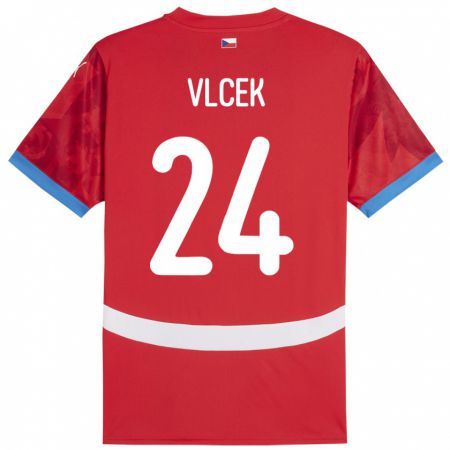 Kandiny Gyermek Csehország Tomas Vlcek #24 Piros Hazai Jersey 24-26 Mez Póló Ing