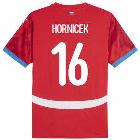 Kandiny Gyermek Csehország Lukas Hornicek #16 Piros Hazai Jersey 24-26 Mez Póló Ing