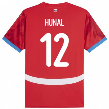 Kandiny Gyermek Csehország Eric Hunal #12 Piros Hazai Jersey 24-26 Mez Póló Ing