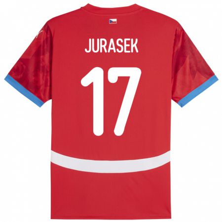 Kandiny Gyermek Csehország Patrik Jurasek #17 Piros Hazai Jersey 24-26 Mez Póló Ing