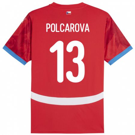 Kandiny Gyermek Csehország Barbora Polcarová #13 Piros Hazai Jersey 24-26 Mez Póló Ing