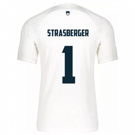 Kandiny Gyermek Szlovénia Tim Strasberger #1 Fehér Hazai Jersey 24-26 Mez Póló Ing