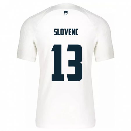 Kandiny Gyermek Szlovénia Nejc Slovenc #13 Fehér Hazai Jersey 24-26 Mez Póló Ing