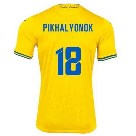 Kandiny Gyermek Ukrajna Oleksandr Pikhalyonok #18 Sárga Hazai Jersey 24-26 Mez Póló Ing