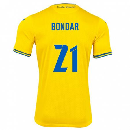 Kandiny Gyermek Ukrajna Valeriy Bondar #21 Sárga Hazai Jersey 24-26 Mez Póló Ing