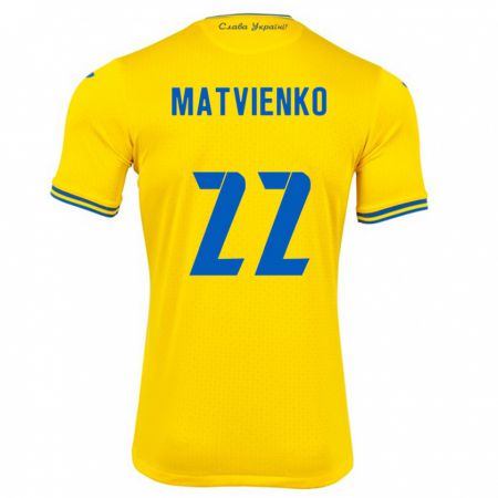 Kandiny Gyermek Ukrajna Mykola Matvienko #22 Sárga Hazai Jersey 24-26 Mez Póló Ing