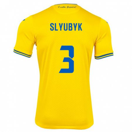 Kandiny Gyermek Ukrajna Bogdan Slyubyk #3 Sárga Hazai Jersey 24-26 Mez Póló Ing