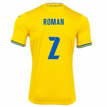 Kandiny Gyermek Ukrajna Vitaliy Roman #2 Sárga Hazai Jersey 24-26 Mez Póló Ing