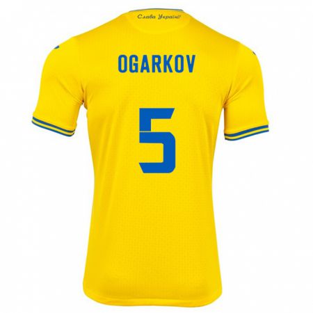 Kandiny Gyermek Ukrajna Mykola Ogarkov #5 Sárga Hazai Jersey 24-26 Mez Póló Ing