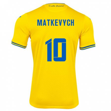 Kandiny Gyermek Ukrajna Andriy Matkevych #10 Sárga Hazai Jersey 24-26 Mez Póló Ing