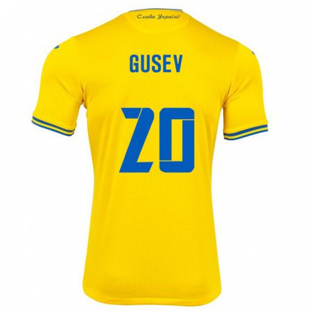 Kandiny Gyermek Ukrajna Oleksiy Gusev #20 Sárga Hazai Jersey 24-26 Mez Póló Ing