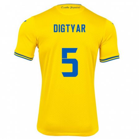 Kandiny Gyermek Ukrajna Kyrylo Digtyar #5 Sárga Hazai Jersey 24-26 Mez Póló Ing