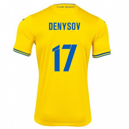 Kandiny Gyermek Ukrajna Ivan Denysov #17 Sárga Hazai Jersey 24-26 Mez Póló Ing