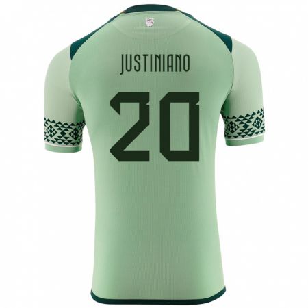 Kandiny Gyermek Bolívia Leonardo Justiniano #20 Világos Zöld Hazai Jersey 24-26 Mez Póló Ing