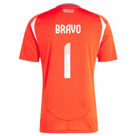 Kandiny Gyermek Chile Claudio Bravo #1 Piros Hazai Jersey 24-26 Mez Póló Ing