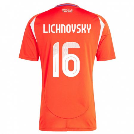 Kandiny Gyermek Chile Igor Lichnovsky #16 Piros Hazai Jersey 24-26 Mez Póló Ing