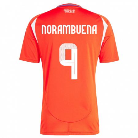 Kandiny Gyermek Chile Gabriel Norambuena #9 Piros Hazai Jersey 24-26 Mez Póló Ing