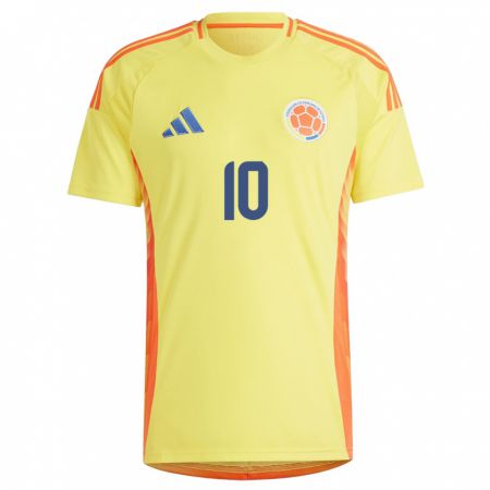 Kandiny Gyermek Kolumbia Daniel Ruiz Rivera #10 Sárga Hazai Jersey 24-26 Mez Póló Ing