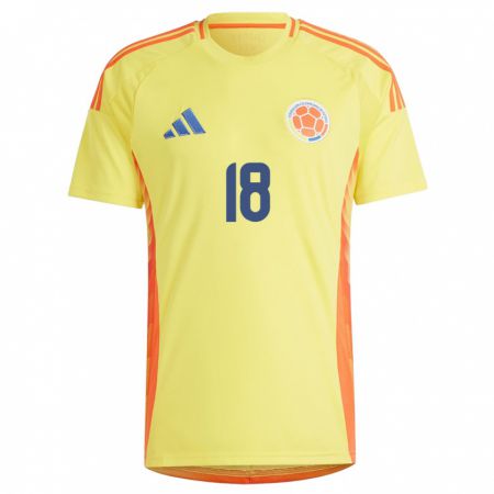 Kandiny Gyermek Kolumbia Jhojan Torres #18 Sárga Hazai Jersey 24-26 Mez Póló Ing