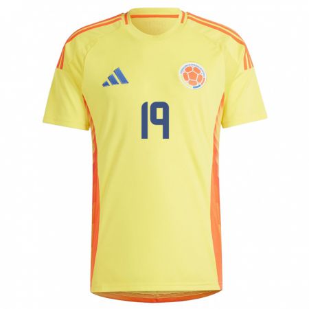 Kandiny Gyermek Kolumbia Yirleidis Minota #19 Sárga Hazai Jersey 24-26 Mez Póló Ing