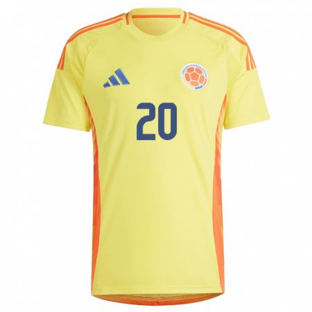 Kandiny Gyermek Kolumbia Juan Fernando Quintero #20 Sárga Hazai Jersey 24-26 Mez Póló Ing