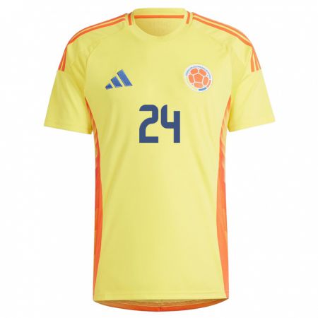 Kandiny Gyermek Kolumbia Jhon Córdoba #24 Sárga Hazai Jersey 24-26 Mez Póló Ing