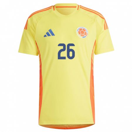 Kandiny Gyermek Kolumbia Gustavo Puerta #26 Sárga Hazai Jersey 24-26 Mez Póló Ing