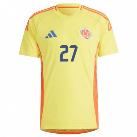 Kandiny Gyermek Kolumbia Natalia Gaitán #27 Sárga Hazai Jersey 24-26 Mez Póló Ing