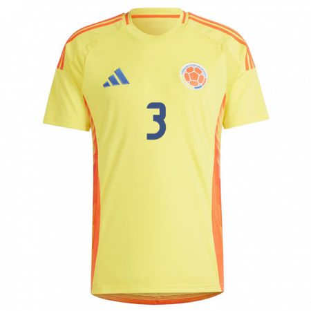 Kandiny Gyermek Kolumbia Édier Ocampo #3 Sárga Hazai Jersey 24-26 Mez Póló Ing