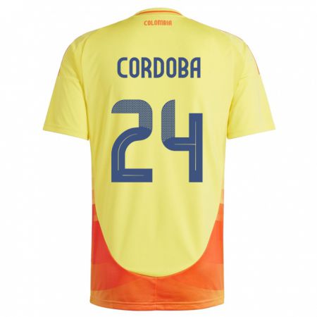 Kandiny Gyermek Kolumbia Jhon Córdoba #24 Sárga Hazai Jersey 24-26 Mez Póló Ing