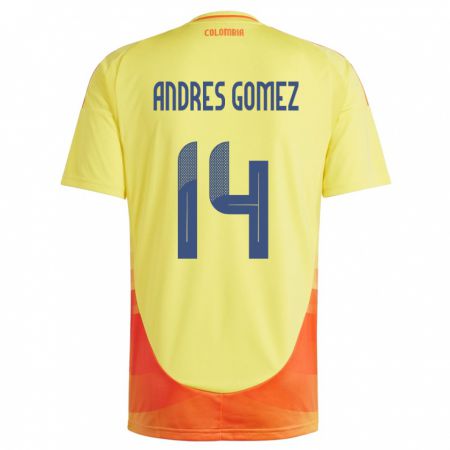 Kandiny Gyermek Kolumbia Carlos Andrés Gómez #14 Sárga Hazai Jersey 24-26 Mez Póló Ing