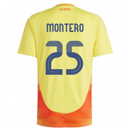 Kandiny Gyermek Kolumbia Álvaro Montero #25 Sárga Hazai Jersey 24-26 Mez Póló Ing