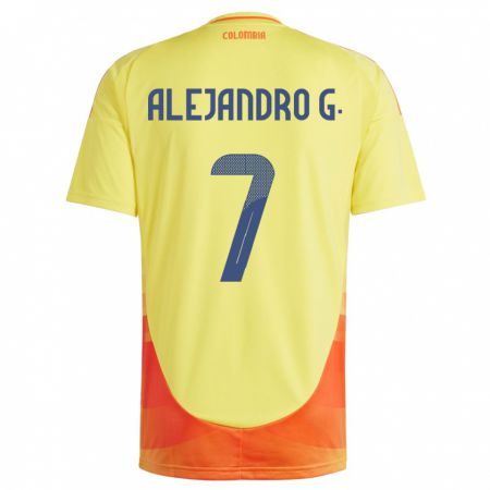 Kandiny Gyermek Kolumbia Alejandro García #7 Sárga Hazai Jersey 24-26 Mez Póló Ing