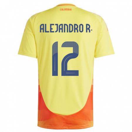 Kandiny Gyermek Kolumbia Alejandro Rodríguez #12 Sárga Hazai Jersey 24-26 Mez Póló Ing