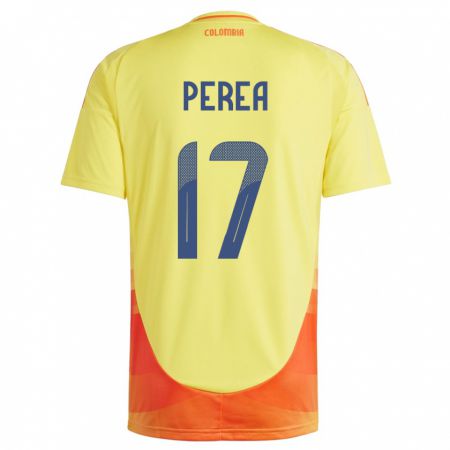 Kandiny Gyermek Kolumbia Óscar Perea #17 Sárga Hazai Jersey 24-26 Mez Póló Ing