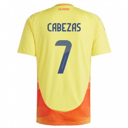 Kandiny Gyermek Kolumbia Jorge Cabezas #7 Sárga Hazai Jersey 24-26 Mez Póló Ing