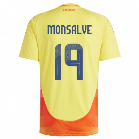 Kandiny Gyermek Kolumbia Miguel Monsalve #19 Sárga Hazai Jersey 24-26 Mez Póló Ing