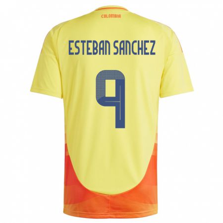 Kandiny Gyermek Kolumbia Juan Esteban Sánchez #9 Sárga Hazai Jersey 24-26 Mez Póló Ing