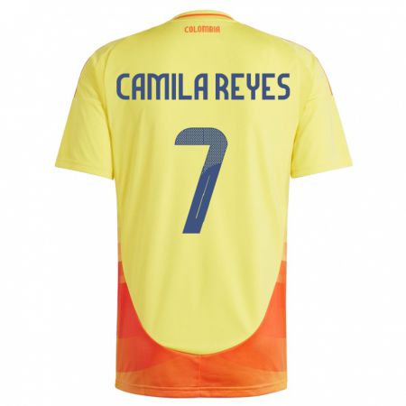 Kandiny Gyermek Kolumbia María Camila Reyes #7 Sárga Hazai Jersey 24-26 Mez Póló Ing