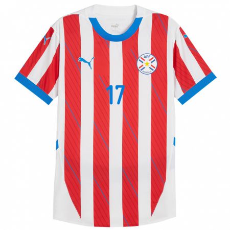 Kandiny Gyermek Paraguay Deisy Ojeda #17 Fehér Piros Hazai Jersey 24-26 Mez Póló Ing