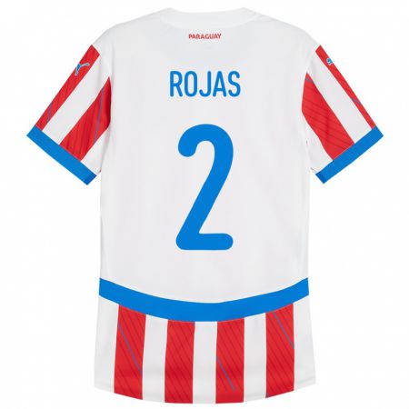 Kandiny Gyermek Paraguay Robert Rojas #2 Fehér Piros Hazai Jersey 24-26 Mez Póló Ing